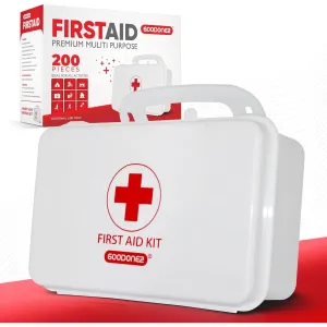 GOODONE2 200 Pcs First Aid Kit   Survival kit for Treat, Protect Minor Cuts, Scrapes. Home, Office, Car, School, Business, Travel, Emergency, Survival, Hunting, Outdoor, Camping & Sports (200-White)