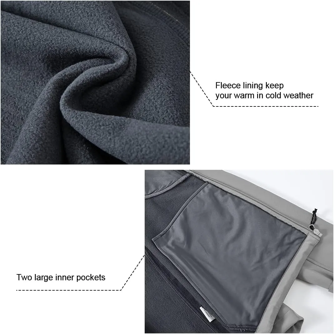 Gopune Men's Lightweight Soft Shell Jacket Fleece Lined Waterproof Hooded Hiking Winter Jacket