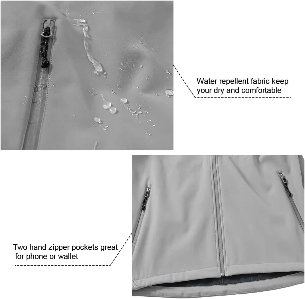 Gopune Men's Lightweight Soft Shell Jacket Fleece Lined Waterproof Hooded Hiking Winter Jacket