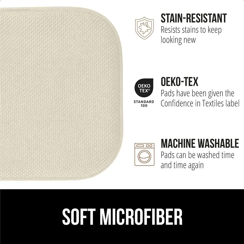 GORILLA GRIP Slip Resistant Chair Cushions, No Ties Required, Memory Foam Pads for Dining Room, Kitchen Table, Office, Rocking Chairs, Plush Seat Cover Cushion Pad, Home Decor, Set of 2 16x16, Cream