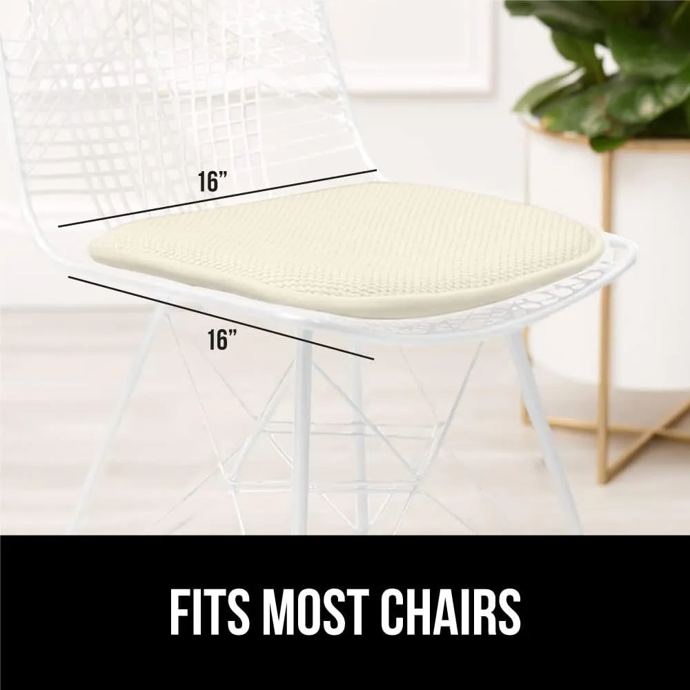 GORILLA GRIP Slip Resistant Chair Cushions, No Ties Required, Memory Foam Pads for Dining Room, Kitchen Table, Office, Rocking Chairs, Plush Seat Cover Cushion Pad, Home Decor, Set of 2 16x16, Cream