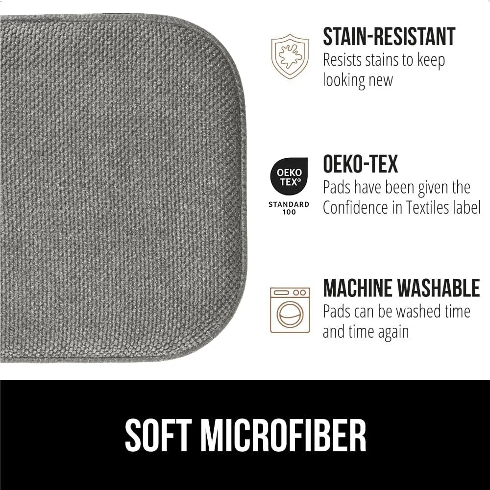 GORILLA GRIP Slip Resistant Chair Cushions, No Ties Required, Memory Foam Pads for Dining Room, Kitchen Table, Office, Rocking Chairs, Plush Seat Cover Cushion Pad, Home Decor, Set of 2, 16x16, Gray