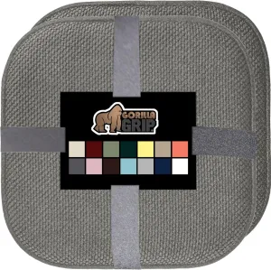 GORILLA GRIP Slip Resistant Chair Cushions, No Ties Required, Memory Foam Pads for Dining Room, Kitchen Table, Office, Rocking Chairs, Plush Seat Cover Cushion Pad, Home Decor, Set of 2, 16x16, Gray