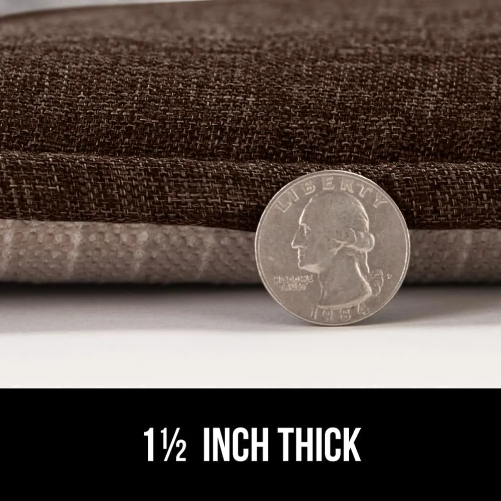 GORILLA GRIP Slip Resistant Tufted Chair Cushions, No Ties Required, Memory Foam Pads for Dining Room Kitchen Table, Office, Rocking Chairs, Plush Seat Cushion Pad, Home Decor, Set of 4, 16x17, Brown