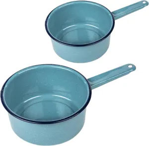 Granite Ware Saucepan Set with Lids, 1 Quart & 2 Quart - Enamel on Steel Non-Stick Cookware, Durable & Antibacterial Porcelain Finish - Versatile for Indoor & Outdoor Cooking (Turquoise Blue)