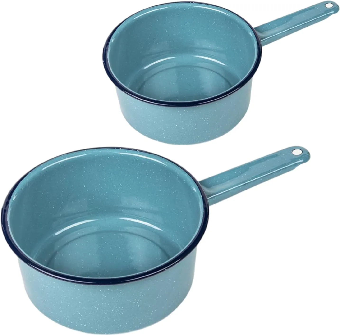 Granite Ware Saucepan Set with Lids, 1 Quart & 2 Quart - Enamel on Steel Non-Stick Cookware, Durable & Antibacterial Porcelain Finish - Versatile for Indoor & Outdoor Cooking (Turquoise Blue)