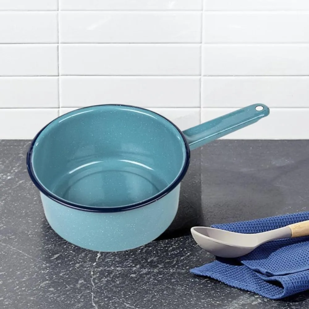 Granite Ware Saucepan Set with Lids, 1 Quart & 2 Quart - Enamel on Steel Non-Stick Cookware, Durable & Antibacterial Porcelain Finish - Versatile for Indoor & Outdoor Cooking (Turquoise Blue)