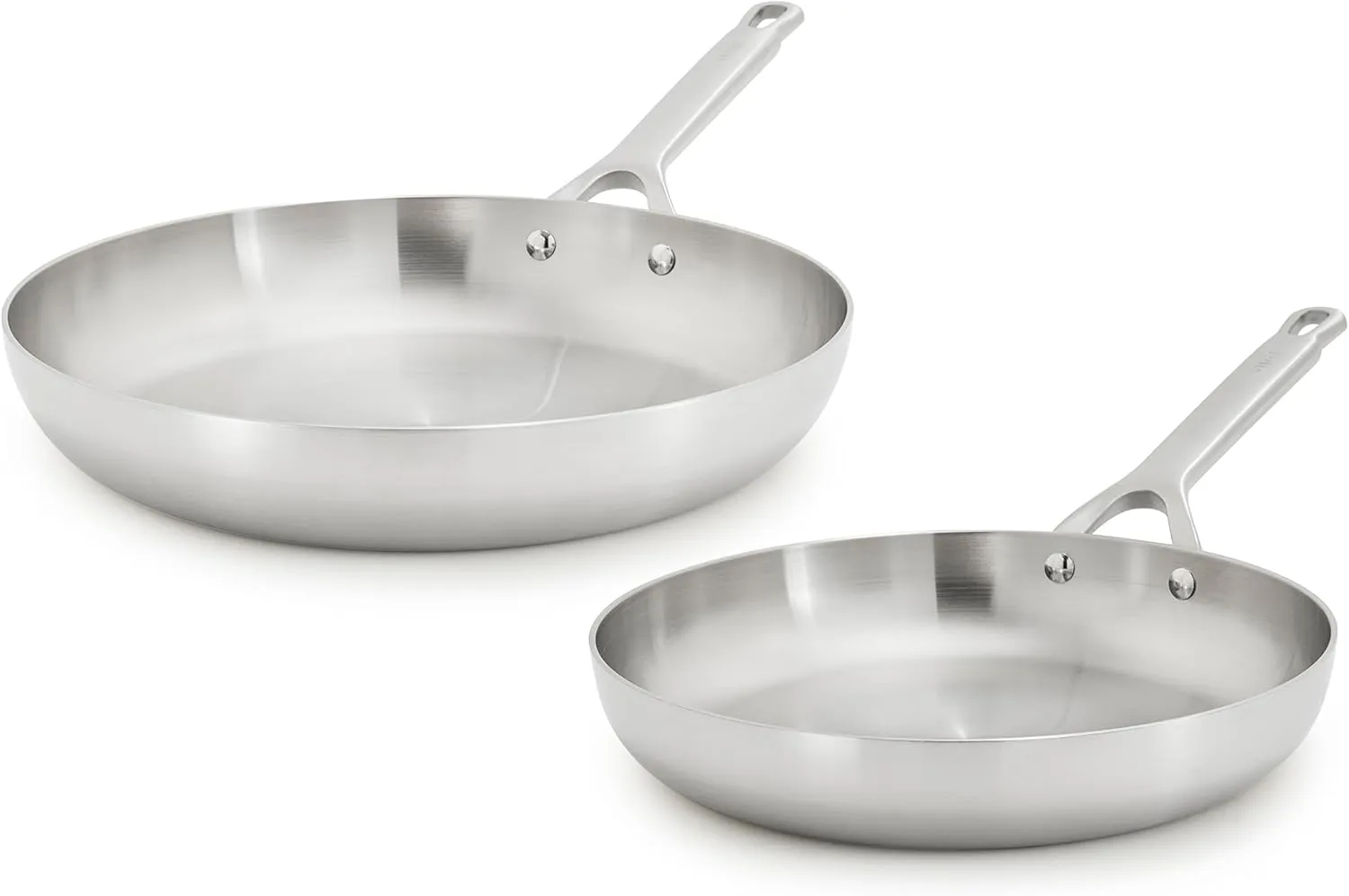 GreenPan x Bobby Flay Stainless Steel 10” & 12” Frying Pan Skillet Set, Induction Compatible, Durable, Dishwasher Safe, Oven & Broiler Safe 400°F, Tri Ply Clad Pans, Heat Responsive Core, 2-Piece Set