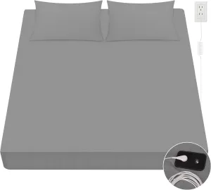 Grounding Sheets 10% Silver Fiber and 90% Organic Cotton Grounding Fitted Sheets Conductive for Earhing Improve Sleep with Grounding Cord Twin XL (39x80x10in) Gray