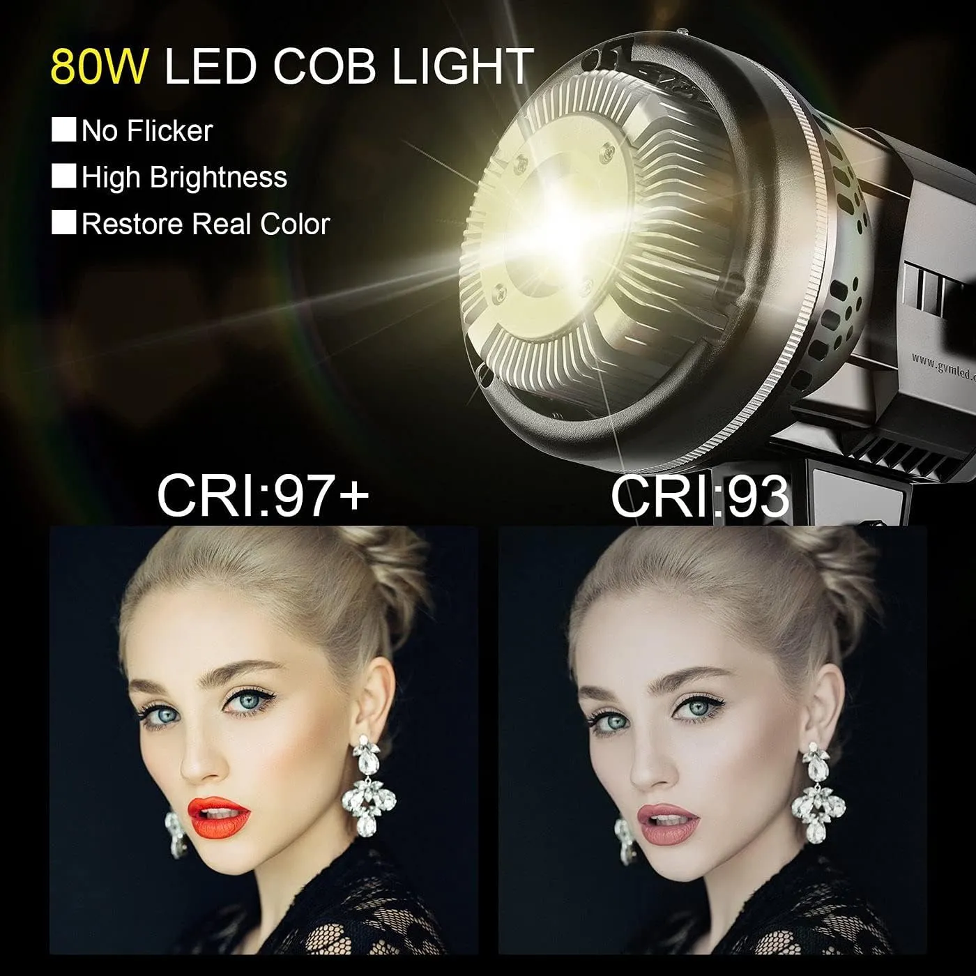 GVM 80W Photo Studio Lighting Kit, LED Video Light with Bowen Mount 23.6" Softbox, Tripod Stand, Continuous Output Daylight 5600K Lights for Photography