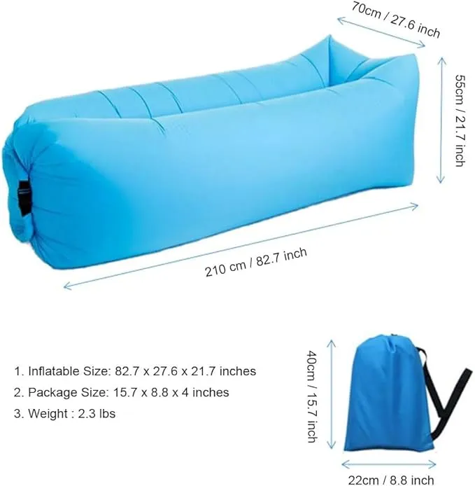 HaiChao Inflatable Lounger Sofa Air Chair Sofa Sleeping Bag Couch Air Sofa Bed for Lakes, Beaches, Garden, Camping (Blue)