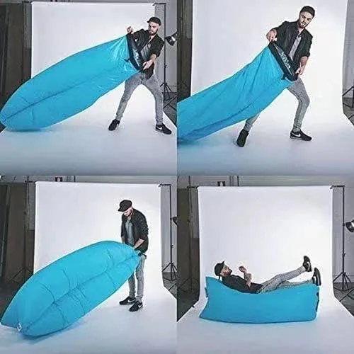 HaiChao Inflatable Lounger Sofa Air Chair Sofa Sleeping Bag Couch Air Sofa Bed for Lakes, Beaches, Garden, Camping (Blue)