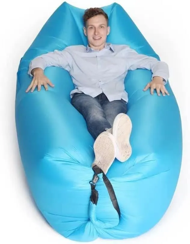 HaiChao Inflatable Lounger Sofa Air Chair Sofa Sleeping Bag Couch Air Sofa Bed for Lakes, Beaches, Garden, Camping (Blue)