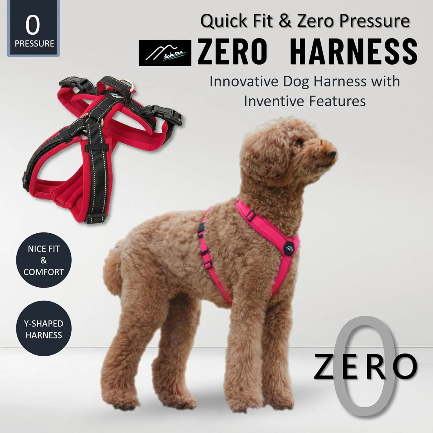 [白山:Hakusan] Zero Dog Harness Made by Japan, Safe - No chocking/Hard to Disconnect, Great fit - Easy Put on and Off/Adjustable, Reflector, Tiny - Small & Medium Dog, Two-Tone Orange×Yellow