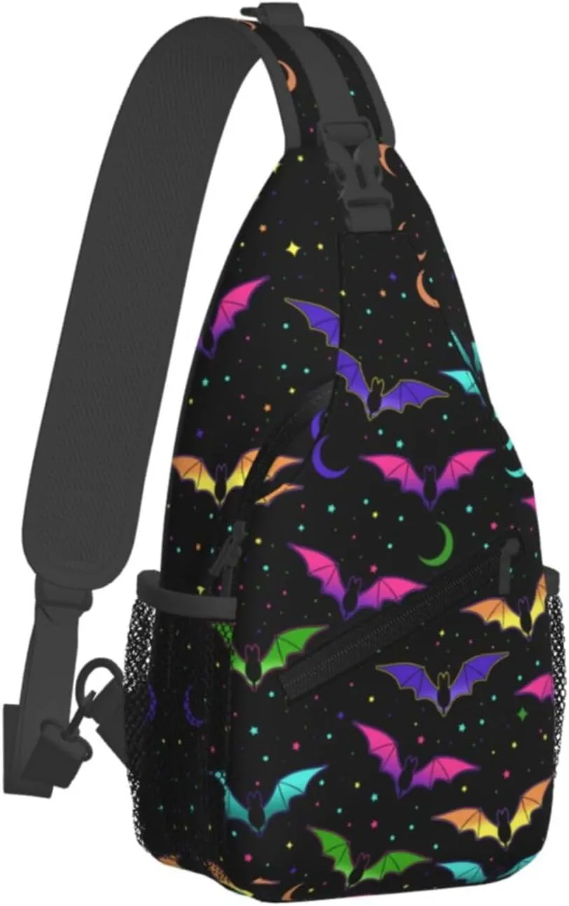 Halloween Gothic Bat Outdoor Crossbody Shoulder Bag For Unisex Young Adult Hiking Bicycling