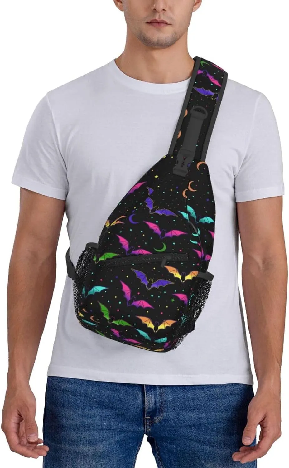 Halloween Gothic Bat Outdoor Crossbody Shoulder Bag For Unisex Young Adult Hiking Bicycling