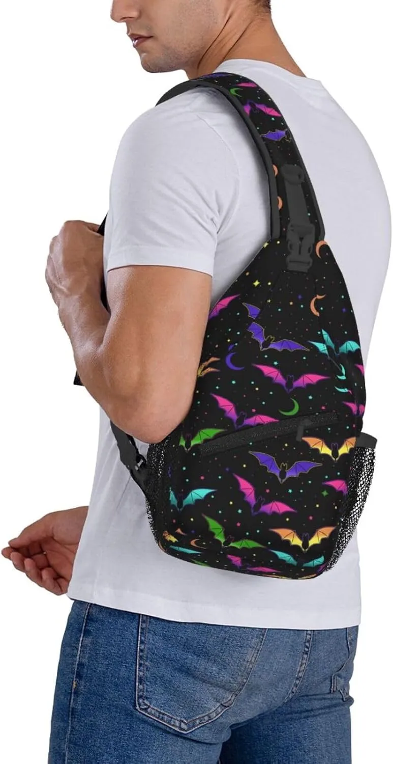 Halloween Gothic Bat Outdoor Crossbody Shoulder Bag For Unisex Young Adult Hiking Bicycling