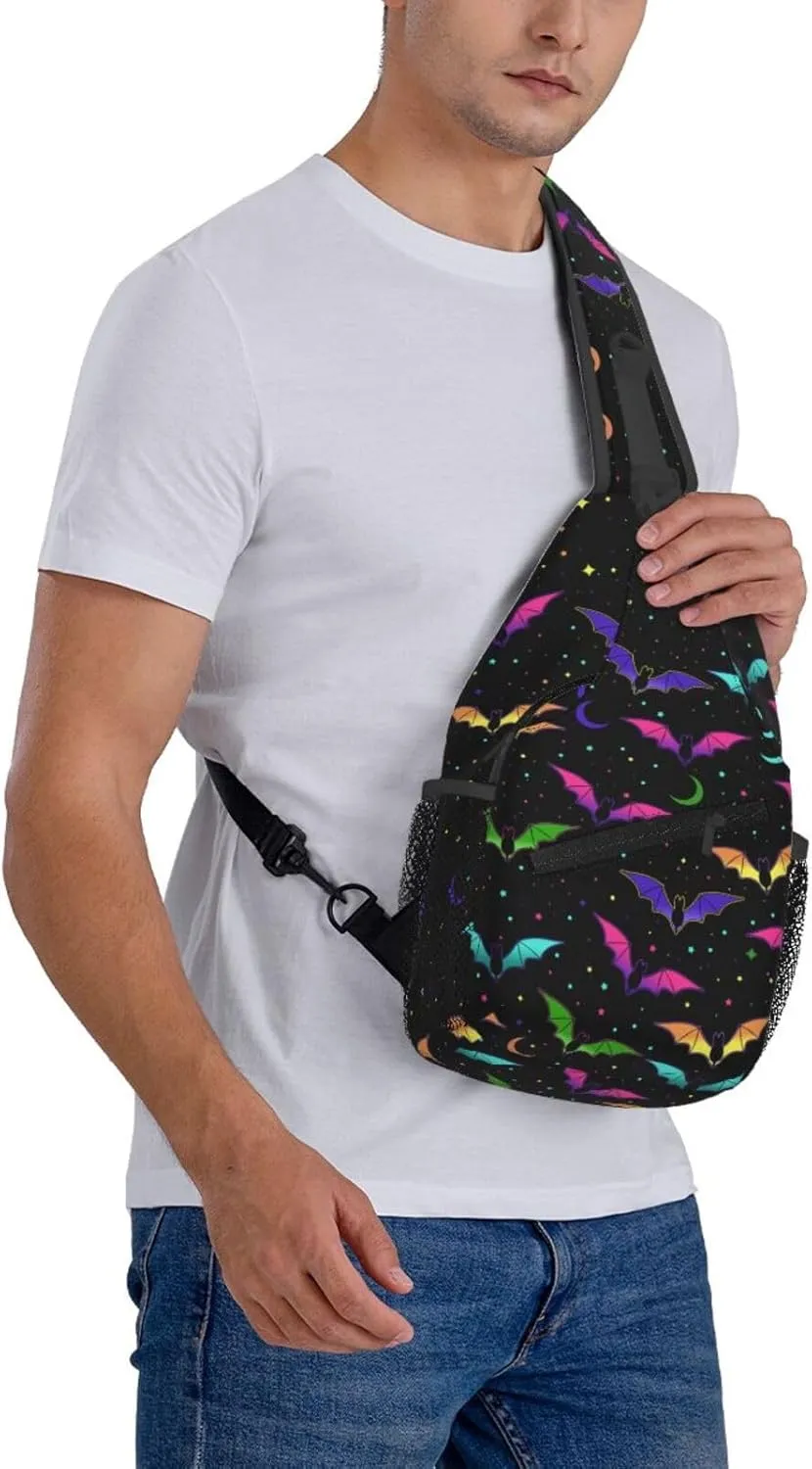 Halloween Gothic Bat Outdoor Crossbody Shoulder Bag For Unisex Young Adult Hiking Bicycling
