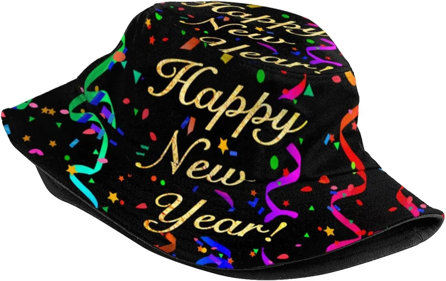 Happy New Year Bucket Hat for Men Women Teens Packable New Year Theme Sun Hats Fisherman Hat Cap