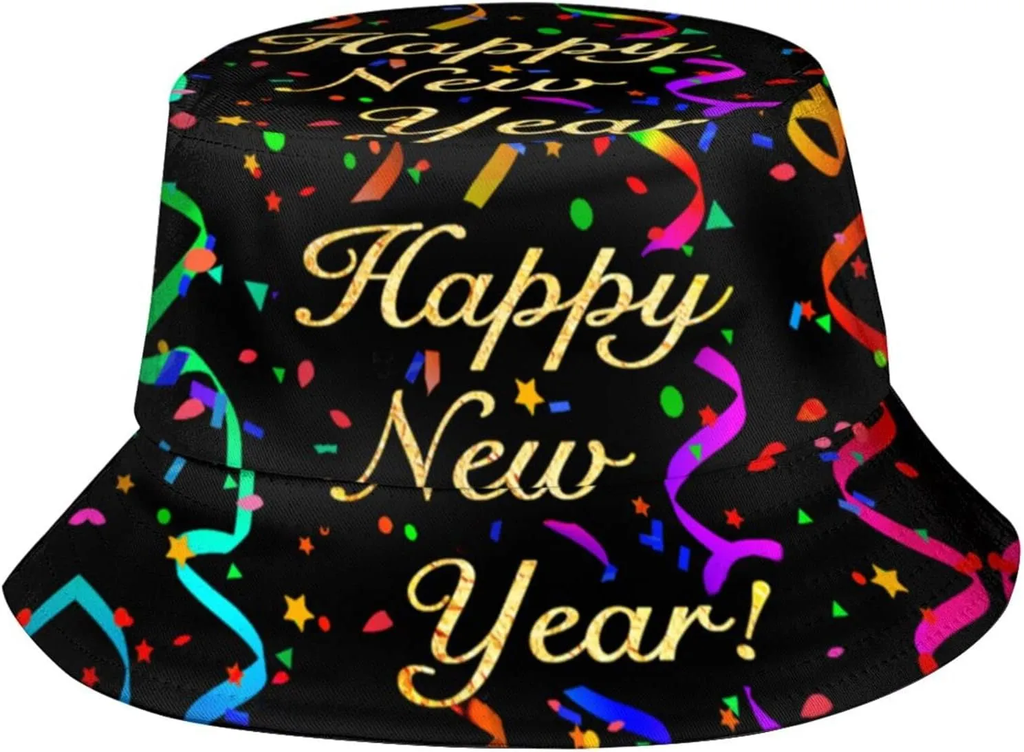Happy New Year Bucket Hat for Men Women Teens Packable New Year Theme Sun Hats Fisherman Hat Cap