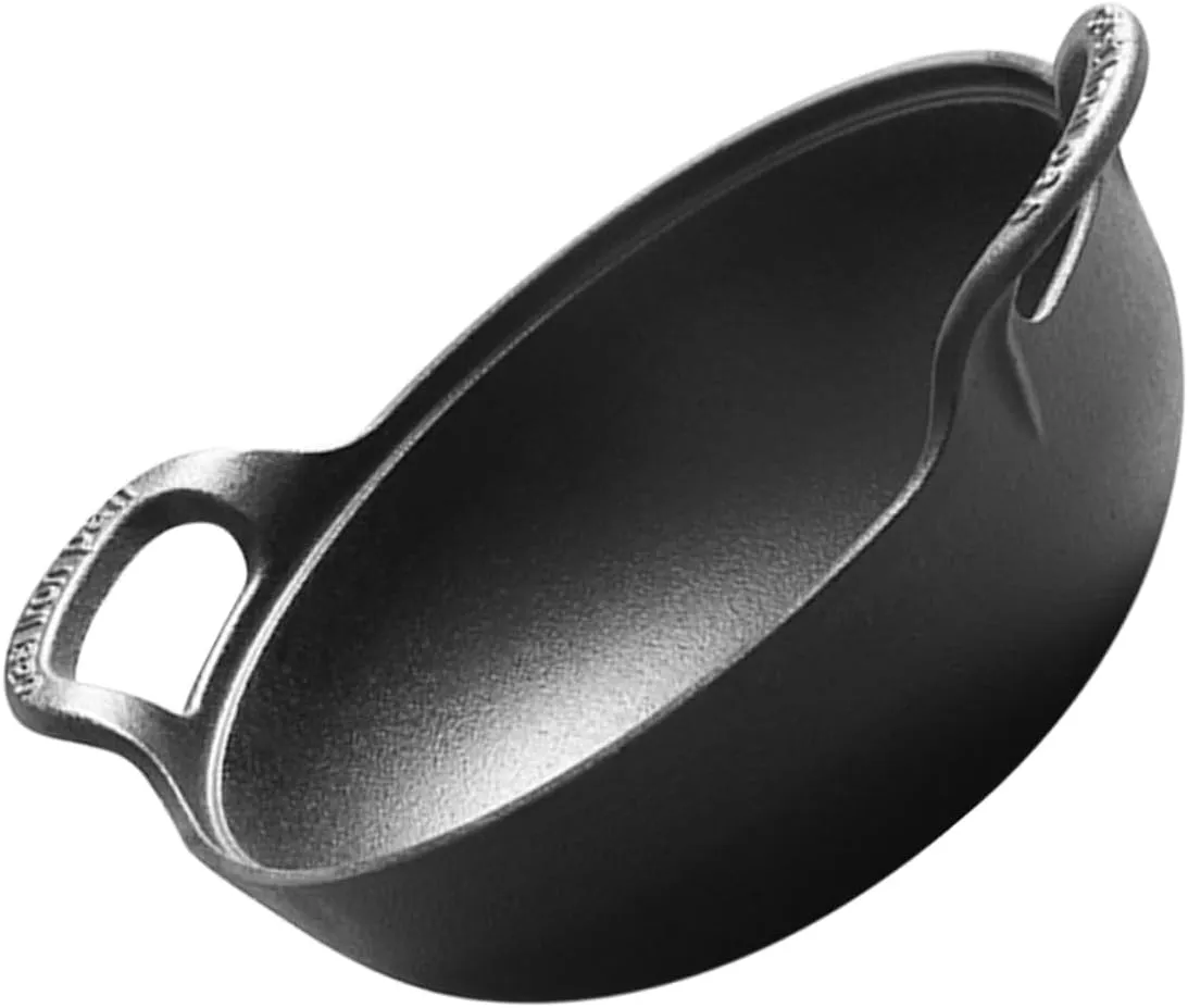 Happyyami Camping Cast Iron Cookware Set 25cm Round Pot Non-stick and Heat Resistant for Outdoor Cooking