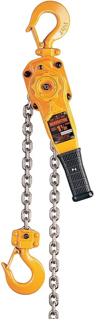 Harrington LB Series Steel Lever Hoist, 10.4" Lever, 1-1/2 Ton Capacity, 20' Lift Height, 1.3" Opening, 13.2" Headroom