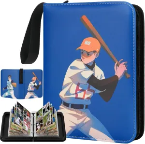 HBK Baseball Card Binder, 400 Pocket Baseball Cards Holder with Zipper & PU Leather, Trading Card Binder Album for Kids & Collectors, Sports Card Storage Organizer Book