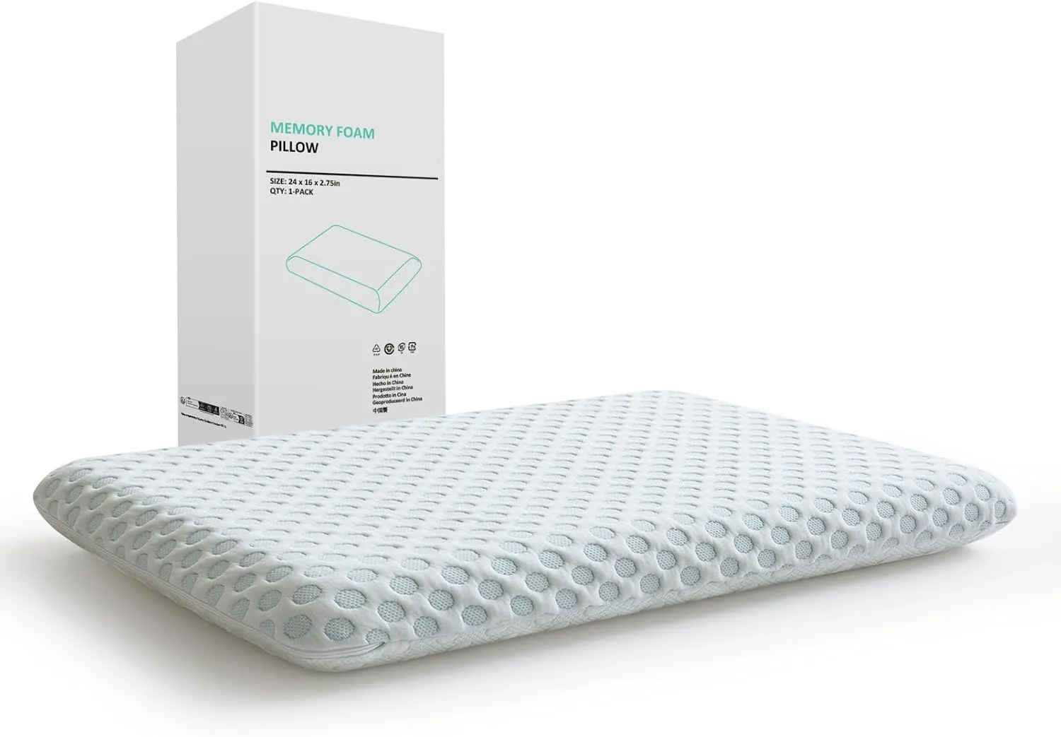 Hcore Ultra Thin Pillow 2.75" Stomach Sleeping, Slim Pillow for Side Back Stomach Sleepers, Gel Infused Memory Foam Pillow with Two-Sided Pillow - CertiPUR-US - Standard