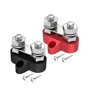 Heart Horse Bus Bar Terminal Block, 1/4'' Power Stud Battery Junction Block Post, 48V 300A Power Distribution Positive and Negative Insulating Block for Car Truck RV Boat