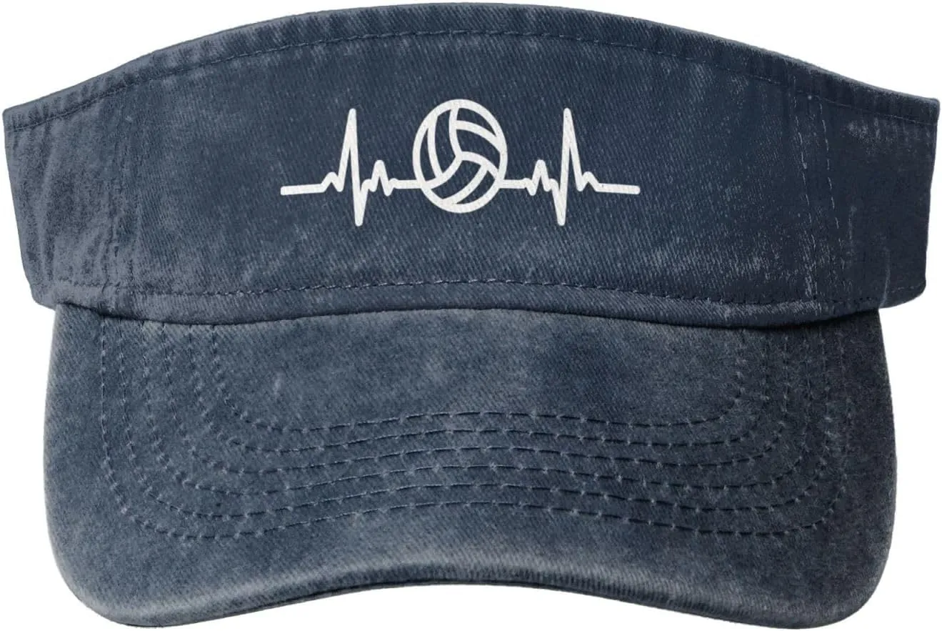 Heartbeat Volleyball Sun Visor Hats Women Men, Protection Adjustable Baseball Cap for Beach Golf Running Tennis