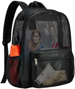 Heavy Duty Mesh Backpack, Unisex, Polyester Lined, with Zipper Closure