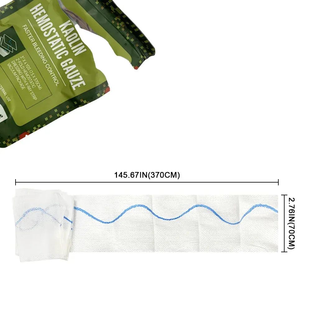 Hemostatic Kaolin Gauze – Z-Fold Emergency Trauma Dressing for Tactical IFAK and First Aid Kits