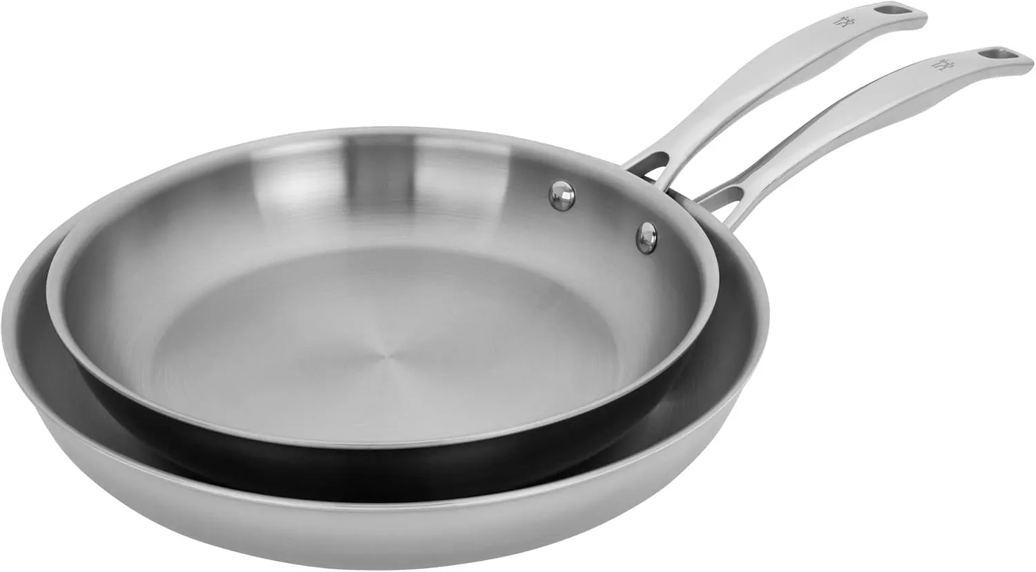 HENCKELS Clad H3 2-pc Induction Frying Pan Set, 10-inch Fry Pan and 12-inch Fry Pan, Stainless Steel, Durable and Easy to clean