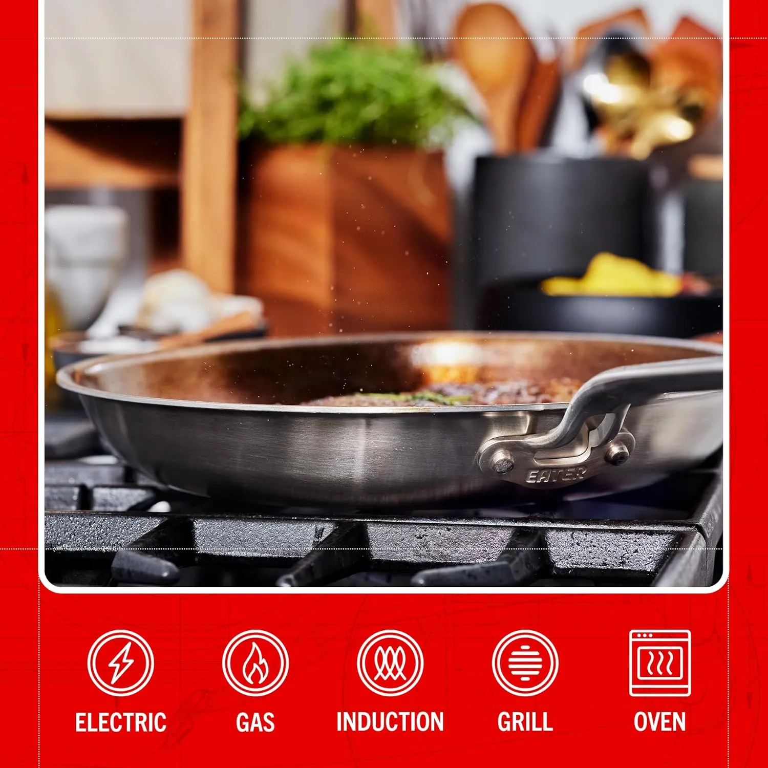 Heritage Steel Eater Series 12 Inch Frying Pan | Made in USA | 5-Ply Fully Clad Stainless Steel | Stay Cool Handle Design | Induction Ready & Non-Toxic