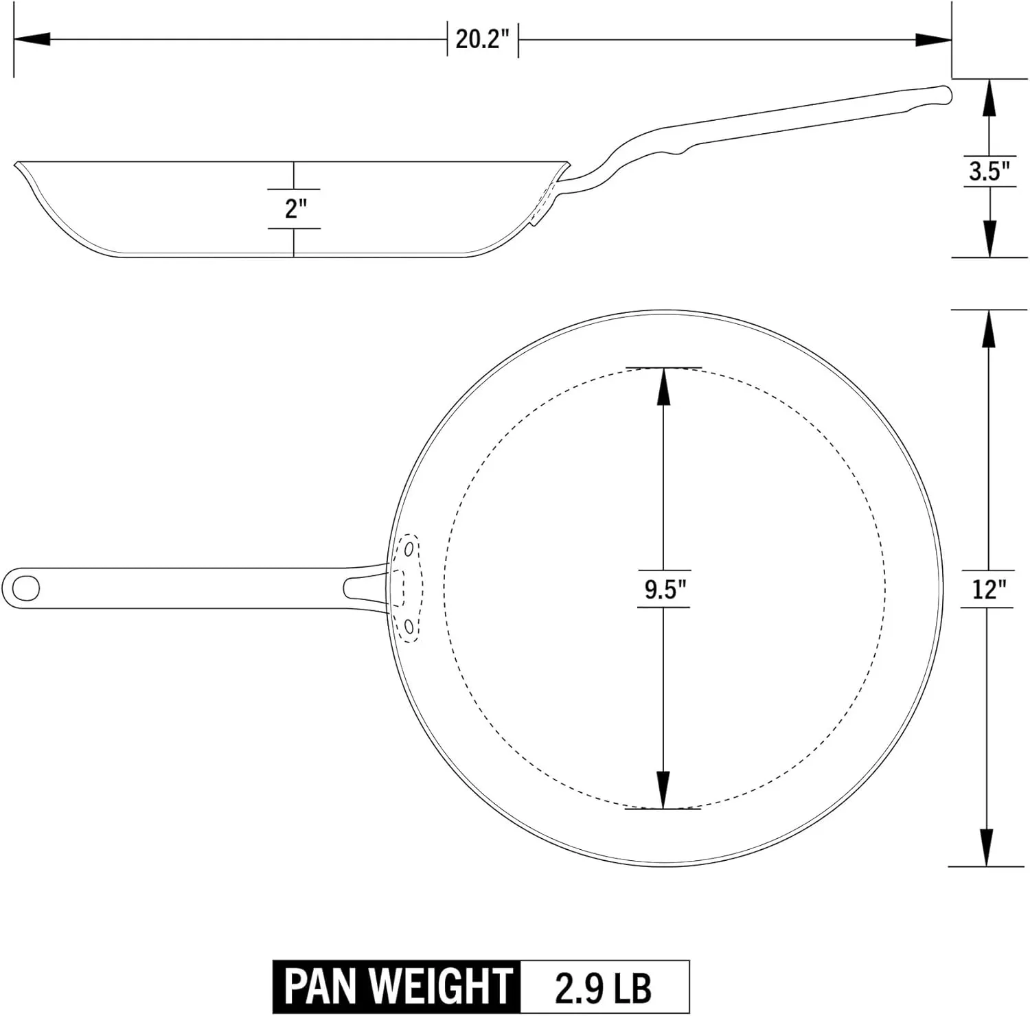 Heritage Steel Eater Series 12 Inch Frying Pan | Made in USA | 5-Ply Fully Clad Stainless Steel | Stay Cool Handle Design | Induction Ready & Non-Toxic