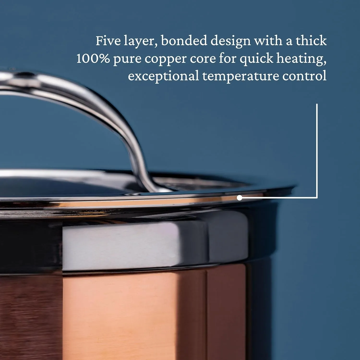 Hestan - CopperBond Collection - 100% Pure Copper Sauce Pan, Induction Cooktop Compatible, 3 Quart