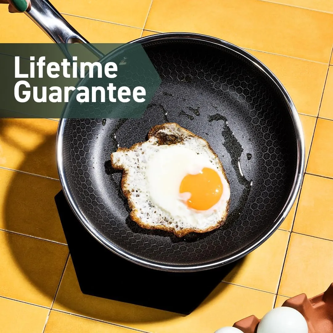 HexClad Hybrid Nonstick 7-Inch Frying Pan with Tempered Glass Lid, Stay-Cool Handle, Dishwasher-Friendly, Oven-Safe Up to 900°F, Induction-Ready, Compatible with All Cooktops