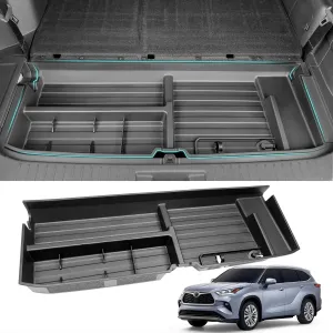 Hidden Trunk Organizer Compatible with 2020-2025 Toyota Highlander All Models (Not Grand Highlander), Anti-Theft Car Storage Solution, Under Cargo Floor Spare Tire Privacy Storage Box