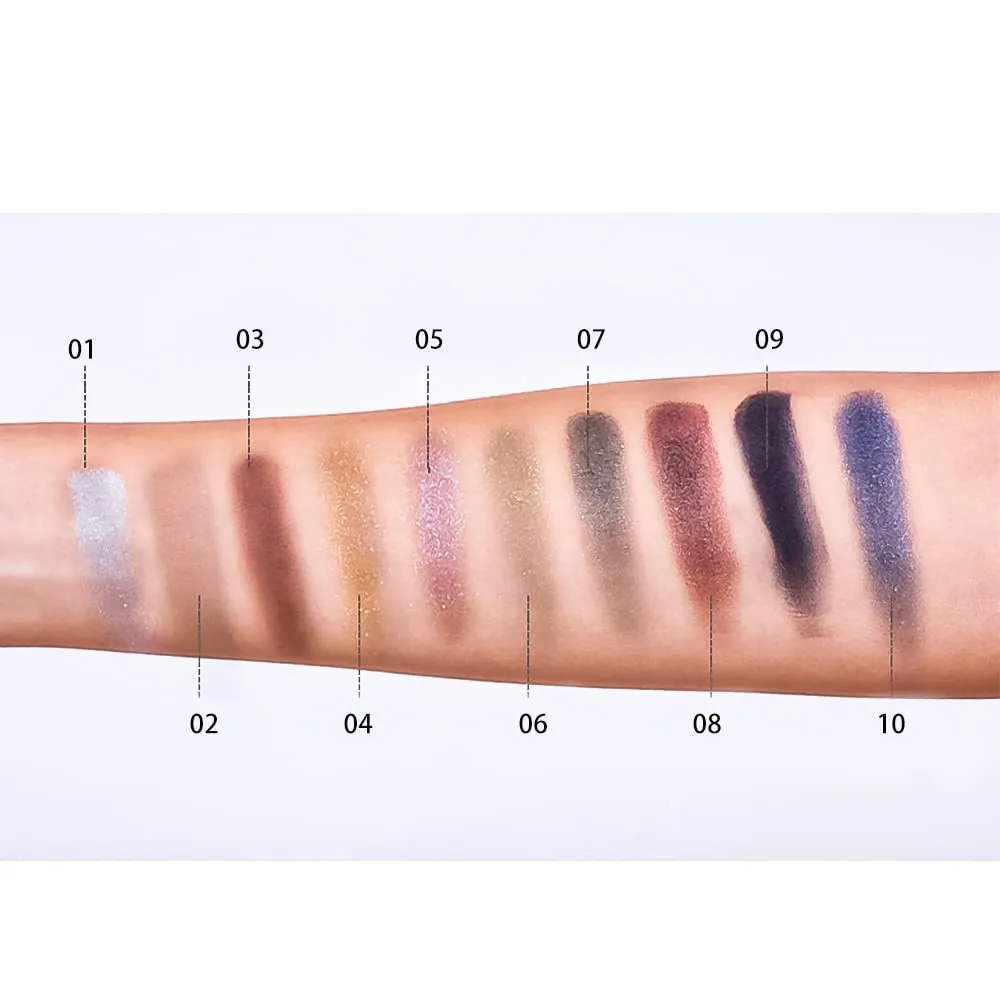 Highly Pigmented Eyeshadow Palette , 10 Colors Matte Shimmer Glitter Metallic Eyeshadow Palette Water proof Blendable Long Lasting Natural Colors Make Up Eyeshadow Cosmetics Gift Kit-Great for Travel (#02)