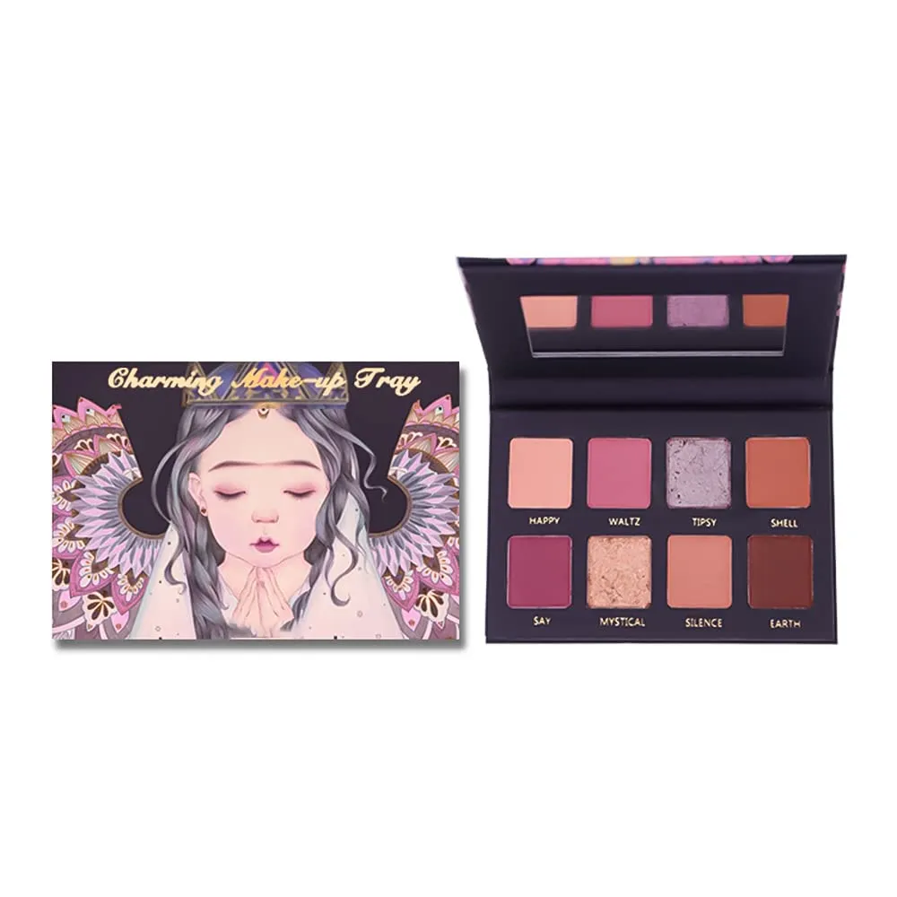 Highly Pigmented Eyeshadow Palette , 8 Colors Matte Shimmer Glitter Metallic Eyeshadow Palette Water proof Blendable Long Lasting Natural Colors Make Up Eyeshadow Cosmetics Gift Kit-Great for Travel (#03)