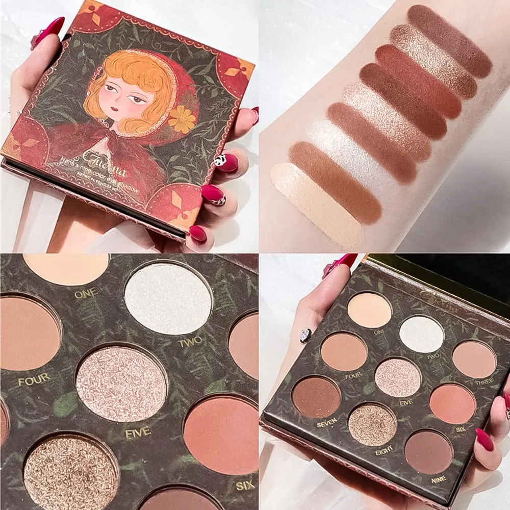 Highly Pigmented Eyeshadow Palette , 9 Colors Matte Shimmer Glitter Metallic Eyeshadow Palette Water proof Blendable Long Lasting Natural Colors Make Up Eyeshadow Cosmetics Gift Kit-Great for Travel (#06)