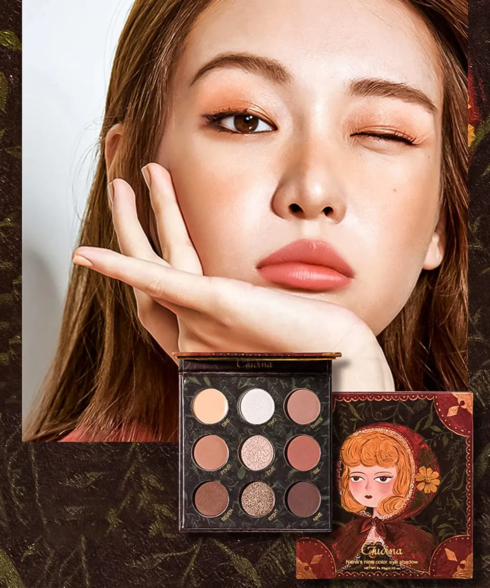 Highly Pigmented Eyeshadow Palette , 9 Colors Matte Shimmer Glitter Metallic Eyeshadow Palette Water proof Blendable Long Lasting Natural Colors Make Up Eyeshadow Cosmetics Gift Kit-Great for Travel (#06)