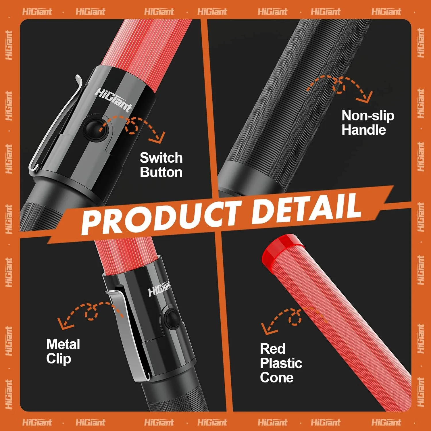 HiGiant 10 Pack 21 Inches LED Traffic Control Baton, Red Light Wands with 2 Flashing Modes, Air Traffic Control Light with Side Clip for Parking Direct, Airport Safety