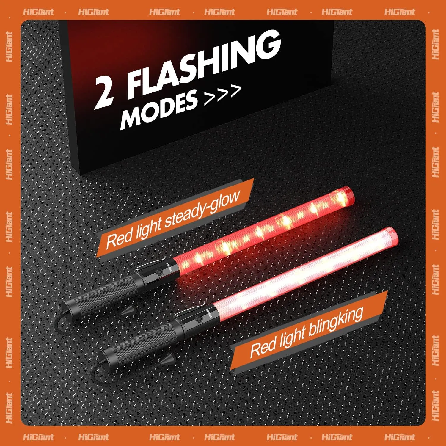 HiGiant 10 Pack 21 Inches LED Traffic Control Baton, Red Light Wands with 2 Flashing Modes, Air Traffic Control Light with Side Clip for Parking Direct, Airport Safety