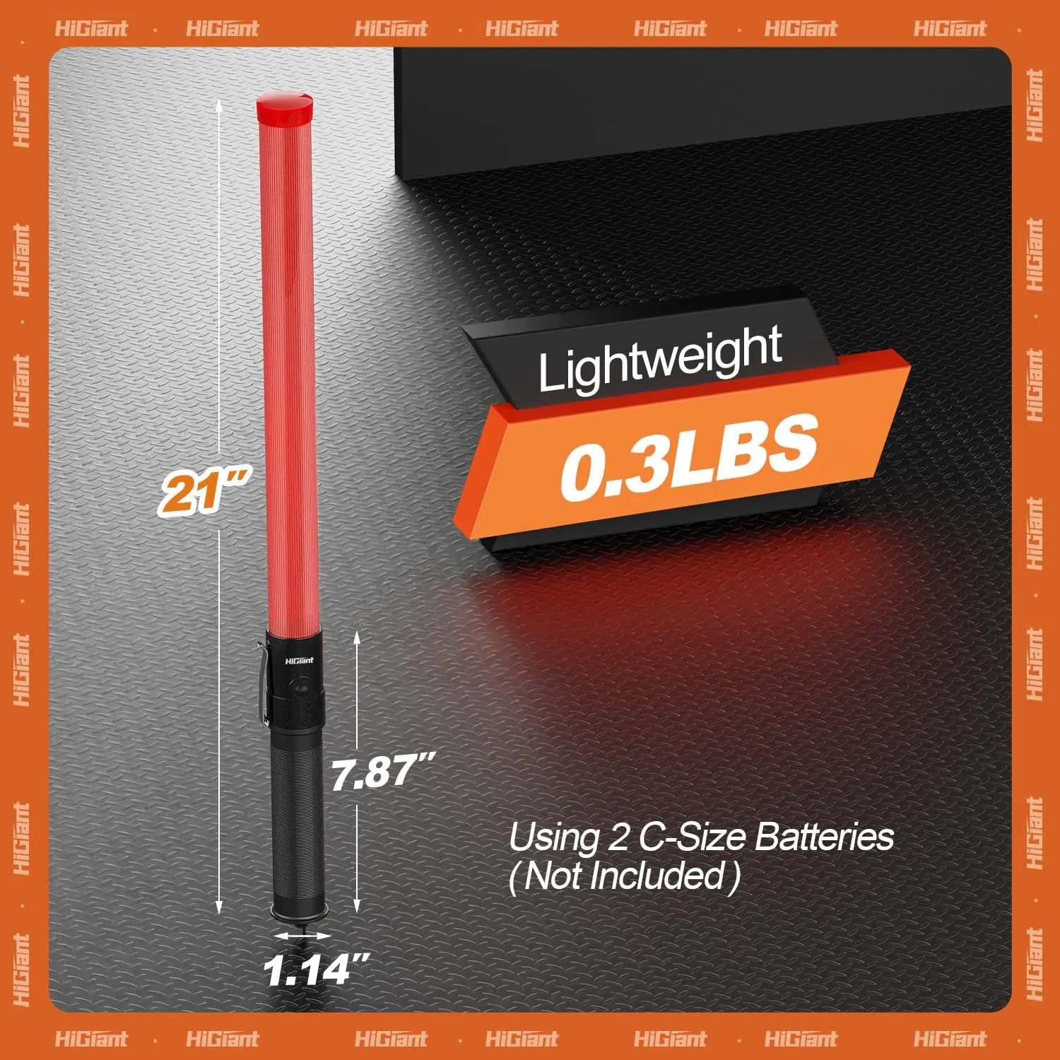 HiGiant 10 Pack 21 Inches LED Traffic Control Baton, Red Light Wands with 2 Flashing Modes, Air Traffic Control Light with Side Clip for Parking Direct, Airport Safety