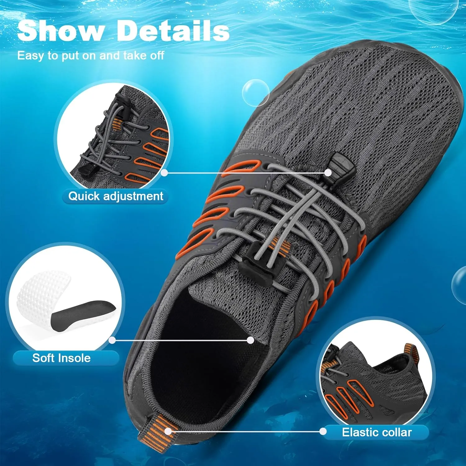 Hike Barefoot Water Shoes for Women Men, Quick-Dry Aqua Footwear Breathable Non-Slip Wide Toe Shoe for Beach Swim River Pool Lake Hiking Kayaking Surfing