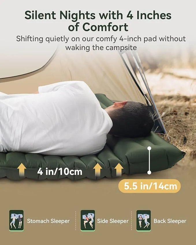 Hikenture Double Sleeping Pad for Camping 2 Person (Army Green)