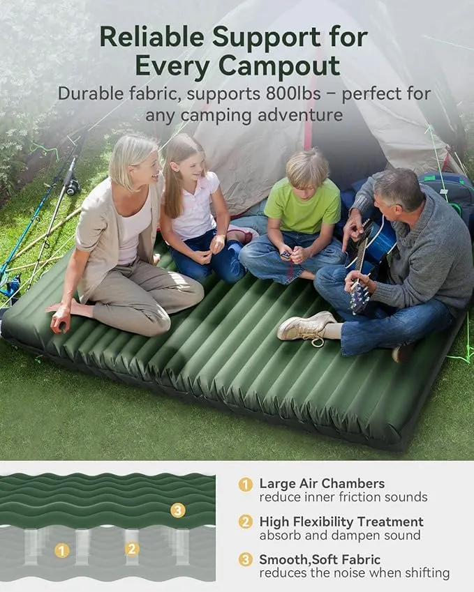 Hikenture Double Sleeping Pad for Camping 2 Person (Army Green)