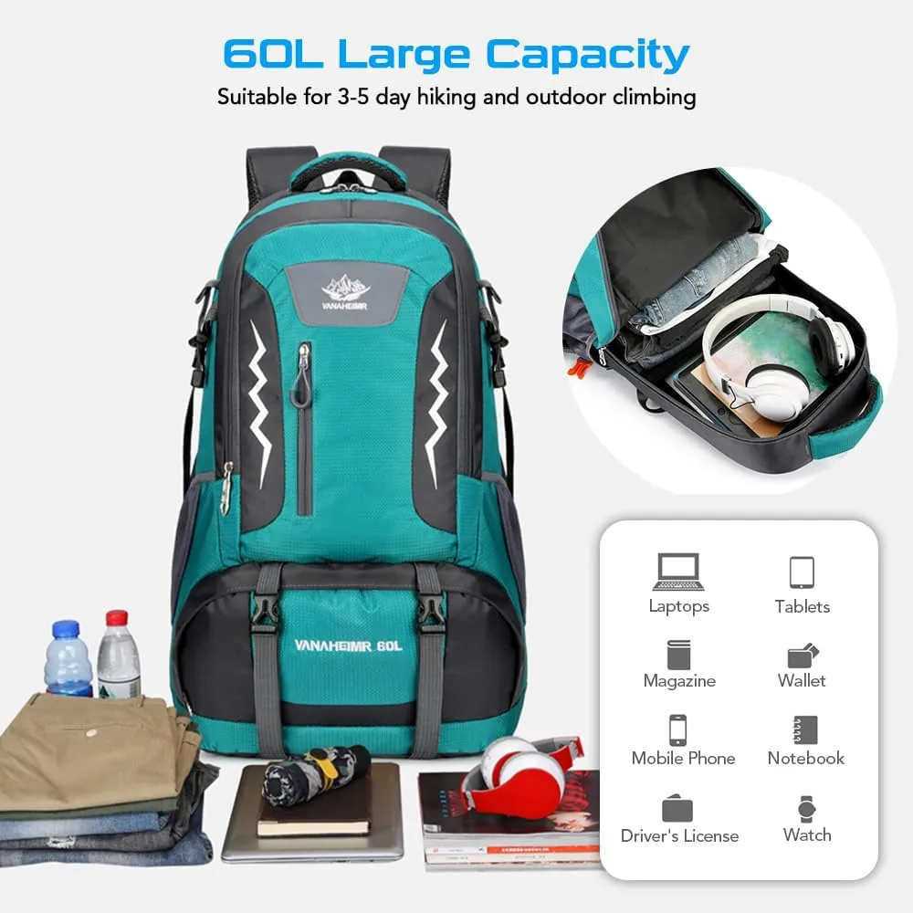 Hiking Backpack 60L Water-Resist Camping Backpack for Men and Women Sport Travel Mountaineering