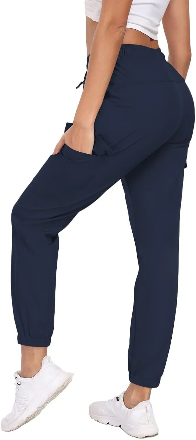 Hiking Pants for Women UPF 50  Cargo Quick Dry Water Resistant Elastic Waist Zip Pockets Travel Work Lightweight Running